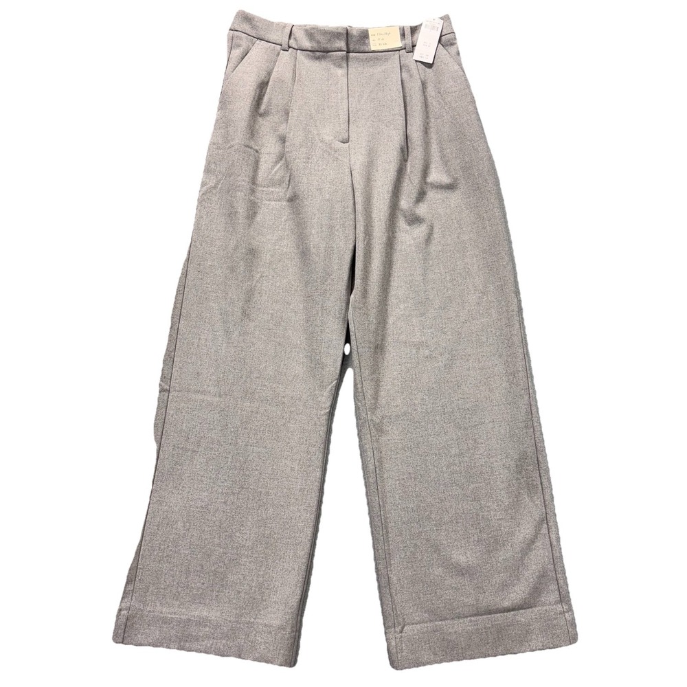 Abercrombie Fitch Pants Womens 31/12R Gray Pleated Front High Rise Wide Leg‎ NEW